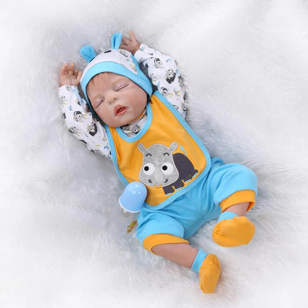 

NPK 56cm Silicone Boy Baby Newborn Doll Set Lifelike Reborn Dolls for Kids Playmate Gift YH-17