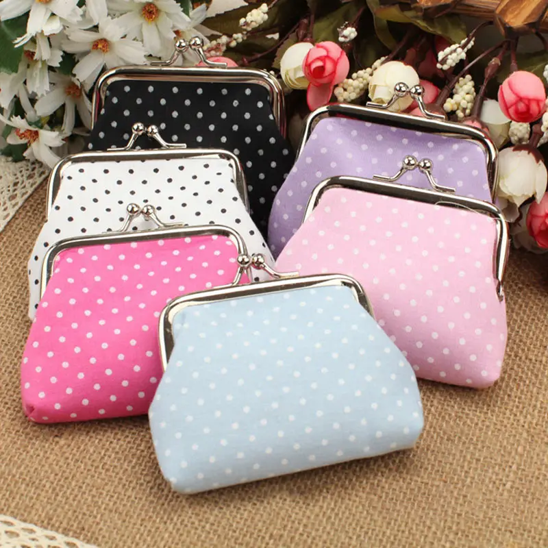 

Cute 6 Colors Women Cute Mini Polka Dots Purse Cotton Wallets For Phone Girl Coin Bag Best Sale-WT