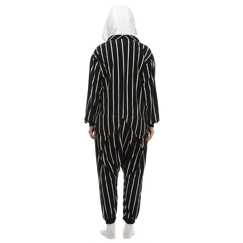 Взрослых флис kigurumi Джек Скеллингтон Косплэй костюм мультфильм Onesie пижамы Хэллоуин карнавал-маскарад партии комбинезон