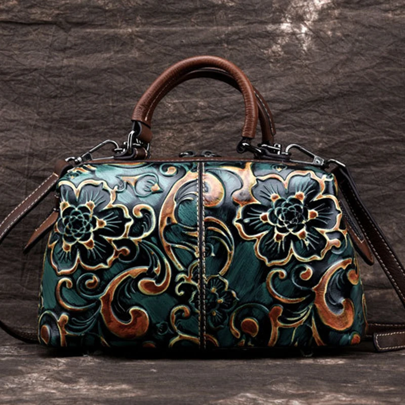Women Genuine Leather Bag Messenger Shoulder Handbag Retro Real Cowhide Cross Body Tote Purse Embossed Top Handle Pillow Bags Women Genuine Leather Bag Messenger Shoulder Handbag Retro Real Cowhide Cross Body Tote Purse Embossed Top Handle Pillow Bags