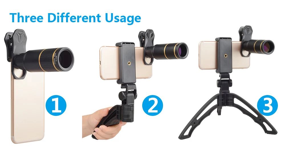 APEXEL Phone Camera Lens Kit universal Metal 16x Telescope telephoto lens+selfie tripod+ 3 in 1 lens for Samsung iPhone and Android 10 5