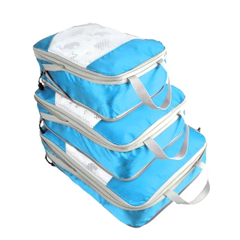 

Quenya 3 pcs Compression Packing Cubes Ultralight Waterproof Travel Gear Luggage Bags Weekender Accessories Organizer Bags Set