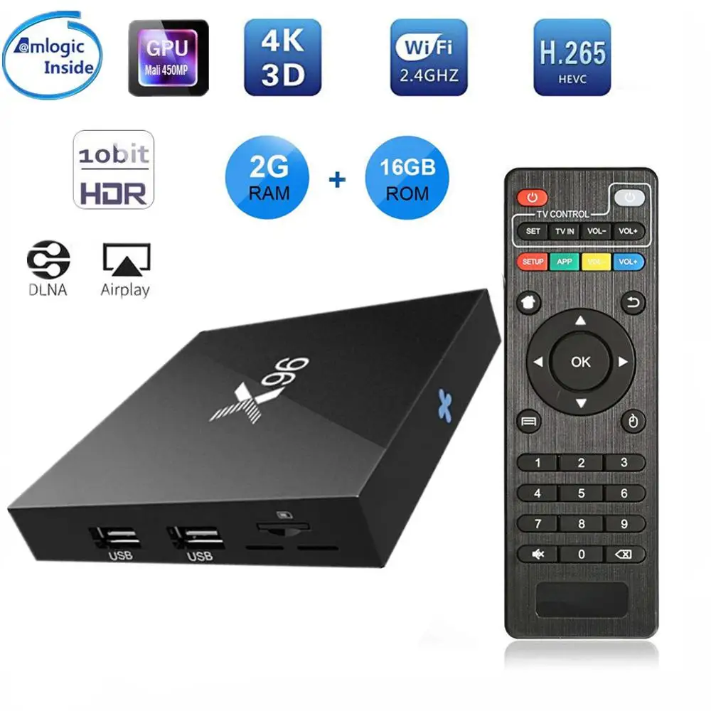 2019X96 Мини ТВ приставка на базе Android BOX X96mini Android 7,1 Smart tv Box 2 Гб 16 Гб Amlogic S905W четырехъядерный 2,4 ГГц WiFi телеприставка 1GB8GB