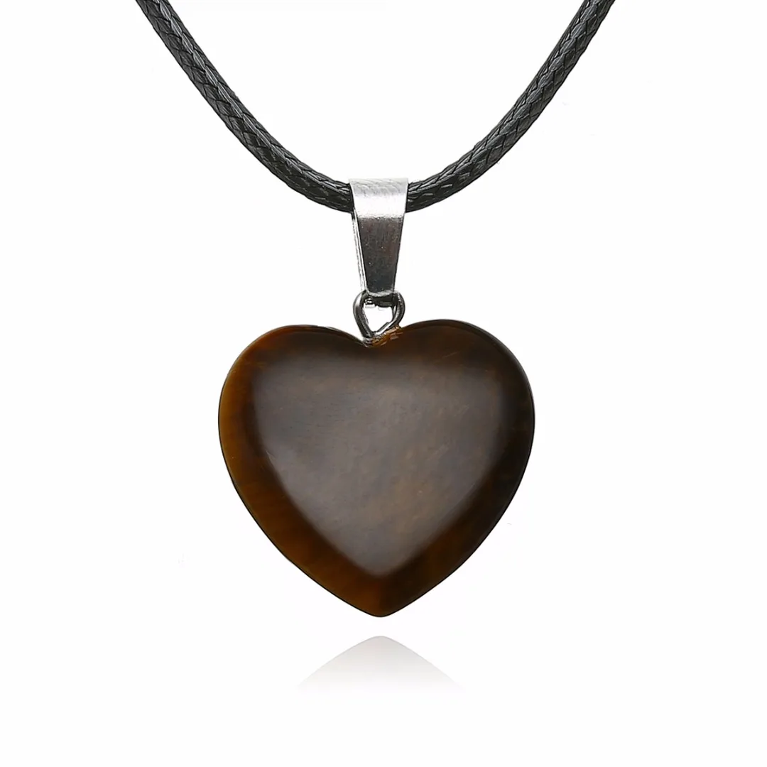 Shellhard Love Heart Necklaces for Women Natural Stone Leather Chain Necklace & Pendant Femme Bijoux Charm Jewelry