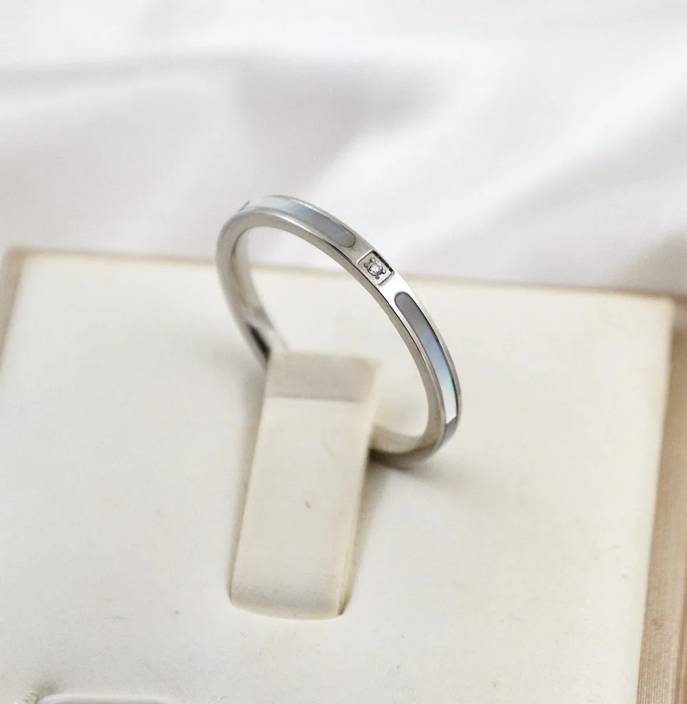 

New rose gold color stainless steel rings anillos mujer, fashion natural mother of pearl ring women bague femme jewelry 2019