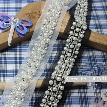 

Top Grade Lace 3Yards 2cm Fake Pearl Beaded Lace Trim Vintage Mesh Fabric Paillette Lace Beaded Pearl Trim Braid Lace Applique
