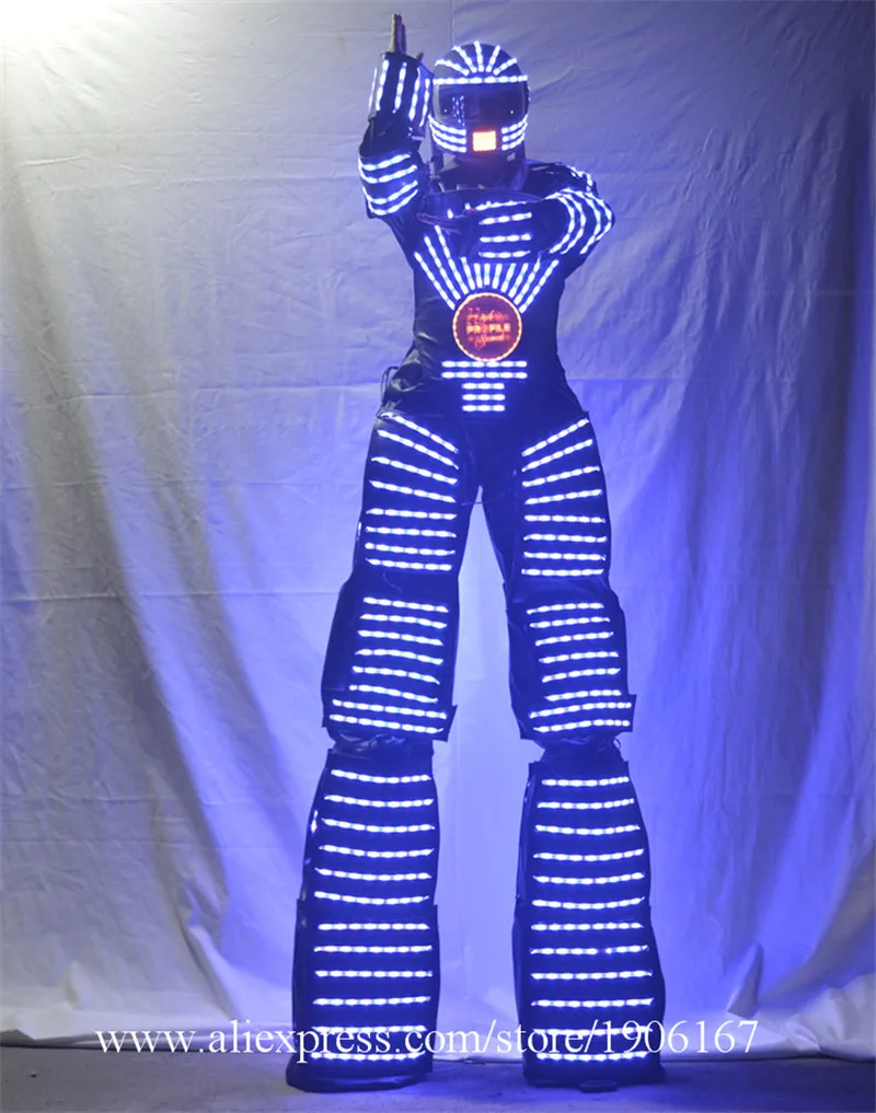 Stilts Walker LED Lights Costumes,LED Dancer Costume LED Robot Suit For Party Performance Electronic Music Festival DJ Show03