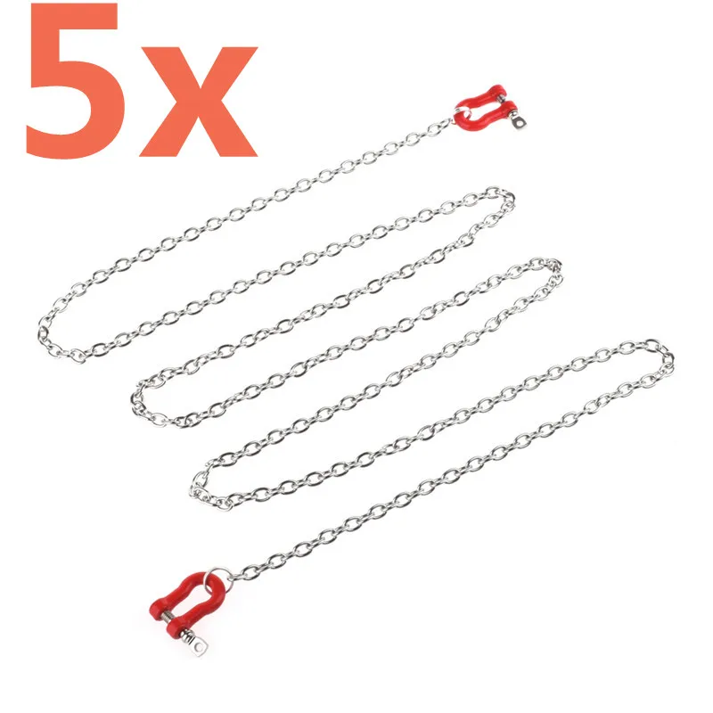 

5 Pieces Metal Long Chain With Tow Shackle Length 100mm For Axial SCX10 TAMIYA CC01 RC4WD D90 D110 RC Car Remote Control Cars