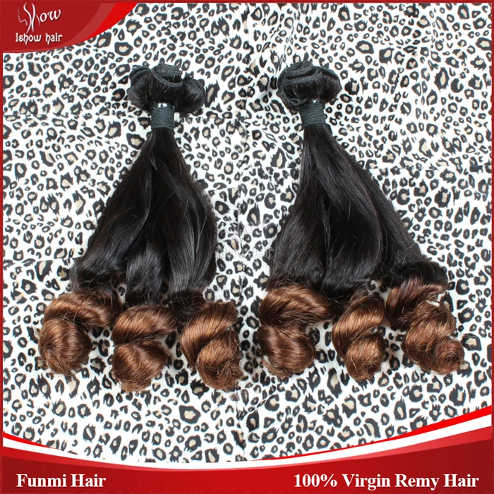 

8A grade remy human hair weave ombre brazilian hair funmi hair 8-16inch T1B/4#  three in one a bundle ishow products 2pcs lot