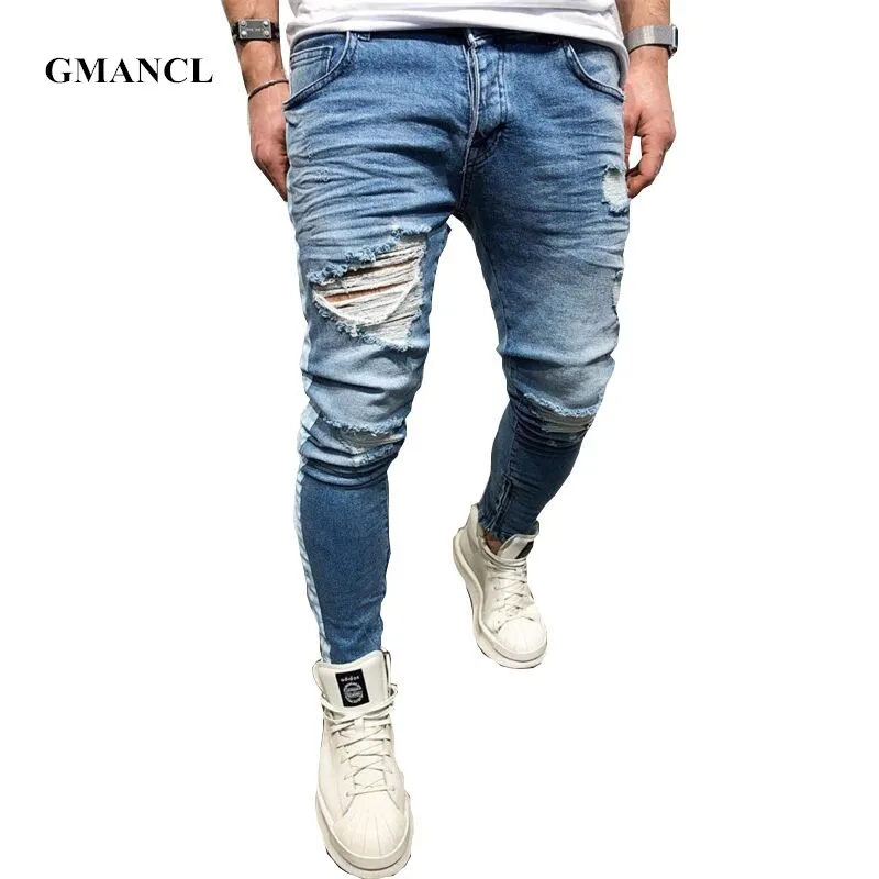 blue jeans with white stripe