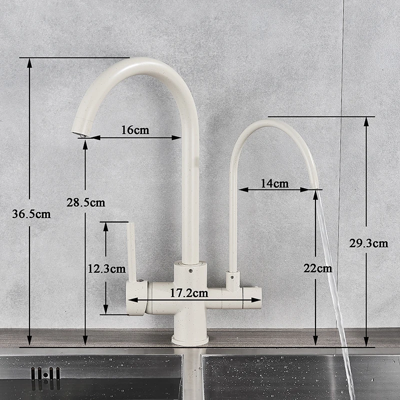 Onyzpily Pure Kitchen Faucets Black Beige Deck Mounted Mixer Tap 360 Rotation with Water Purification Features Mixer Tap