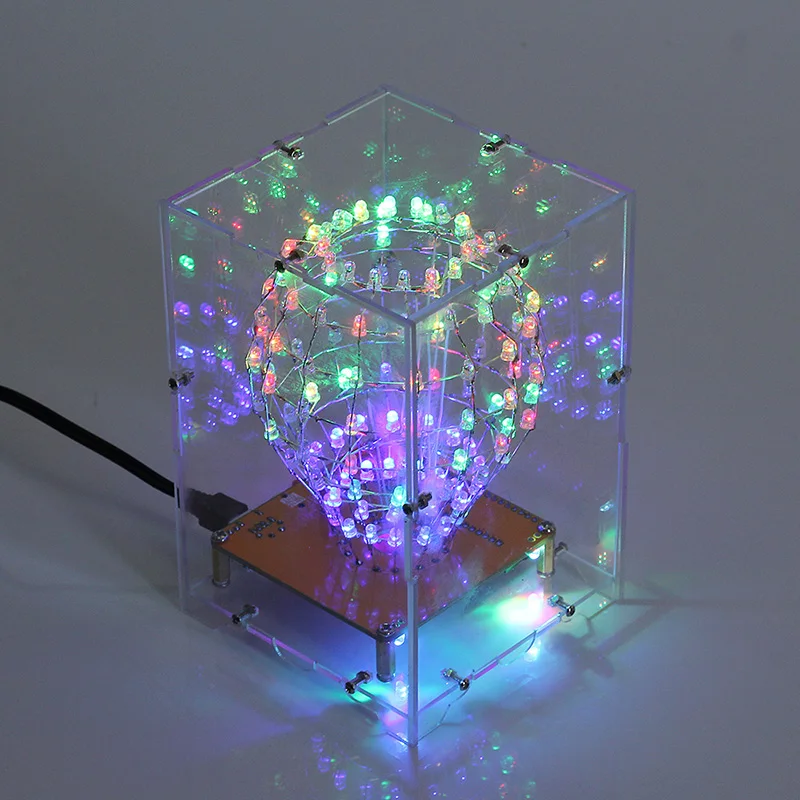 rgb led bola cúbica diy kit colorido cubo de luz led bola cúbica com escudo criativo kit eletrônico controle remoto luzes da noite diy