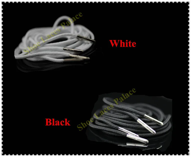 20 цветов на выбор) металлические наконечники шнурки круглый спортивная обувь шнуровка 160 см длина шнурки для обуви 3 пары распродажа - Цвет: White black