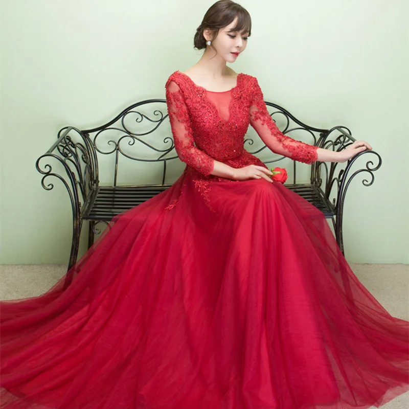 Long Hot New V Neck Evening Dress Party Dress Tulle Appliques Beads Open Back Formal Gowns Trailing Chiffon Sexy Prom Dresses
