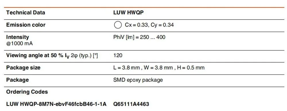 100 шт. osram 3737 3838 3535Pad 5 Вт, холодный белый свет 5500-6000K 1000MA