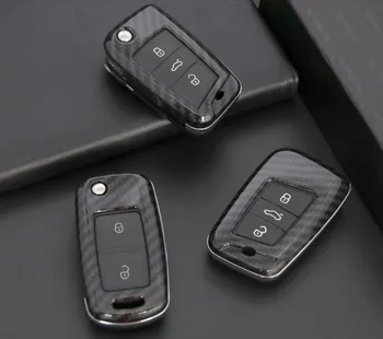 

Car ABS Carbon Fiber Key Case Holder For Skoda Octavia A5 A7 Kodiaq Superb Fabia Yeti Rapid For VW Polo Tiguan Jetta MK6 Seat