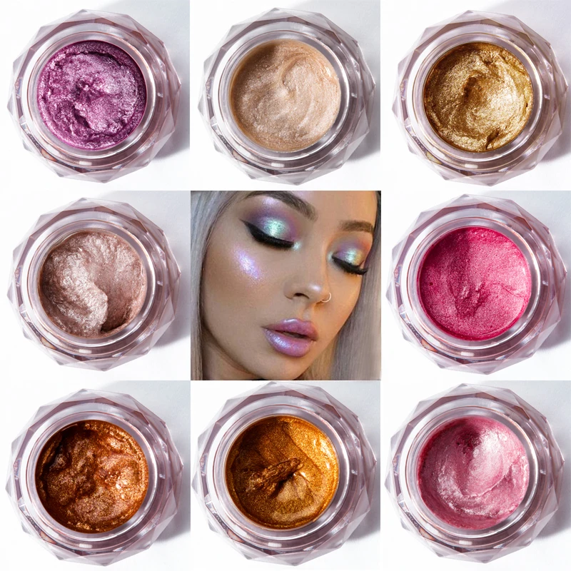 

Pudaier Makeup Highlighter Glitter Jelly Eyeshadow High Shine Face Body Glow Festical Liquid Highlighter Cream Gel Illuminator