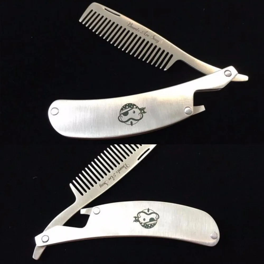 1PCS Professional Men's mustache comb Anti Static Stainless Steel