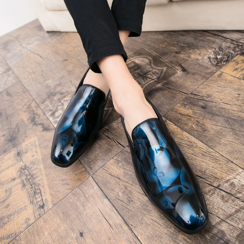 cool flowers print patent leather men shoes luxury italian brand camouflage male footwear mixcolors glossy oxford shoes for men (27)