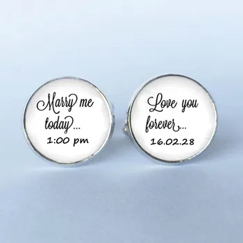 

1Pair Marry Me Today Groom Cufflinks Custom Wedding Date Cufflinks - Wedding Cuff Links for the Groom Love Me Forever Cufflinks