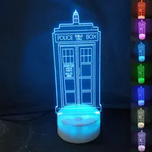 Doctor Who Police павильон колл бокс 3D светодиодный настольная лампа сенсорный цветной 7 цветов Изменение акриловый ночной Светильник декоративная лампа