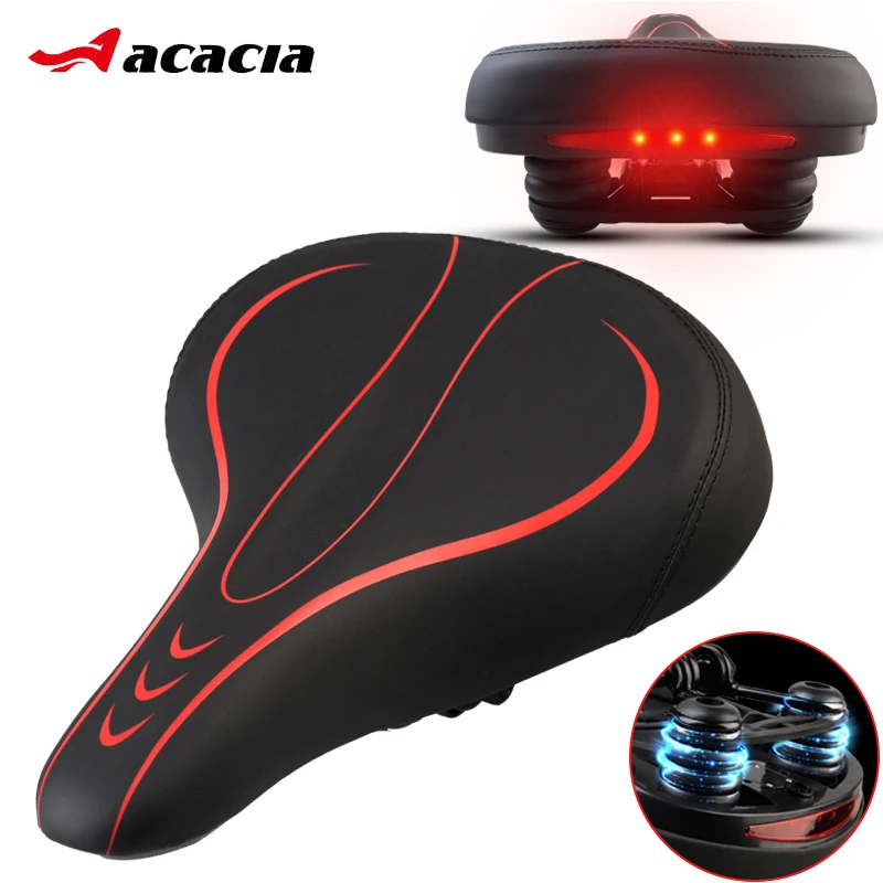 

ACACIA Bicycle Saddle with Tail Light Thicken Widen MTB Bike Saddles Soft Comfortable Bike PU Cycling Bicycle Saddle Mat