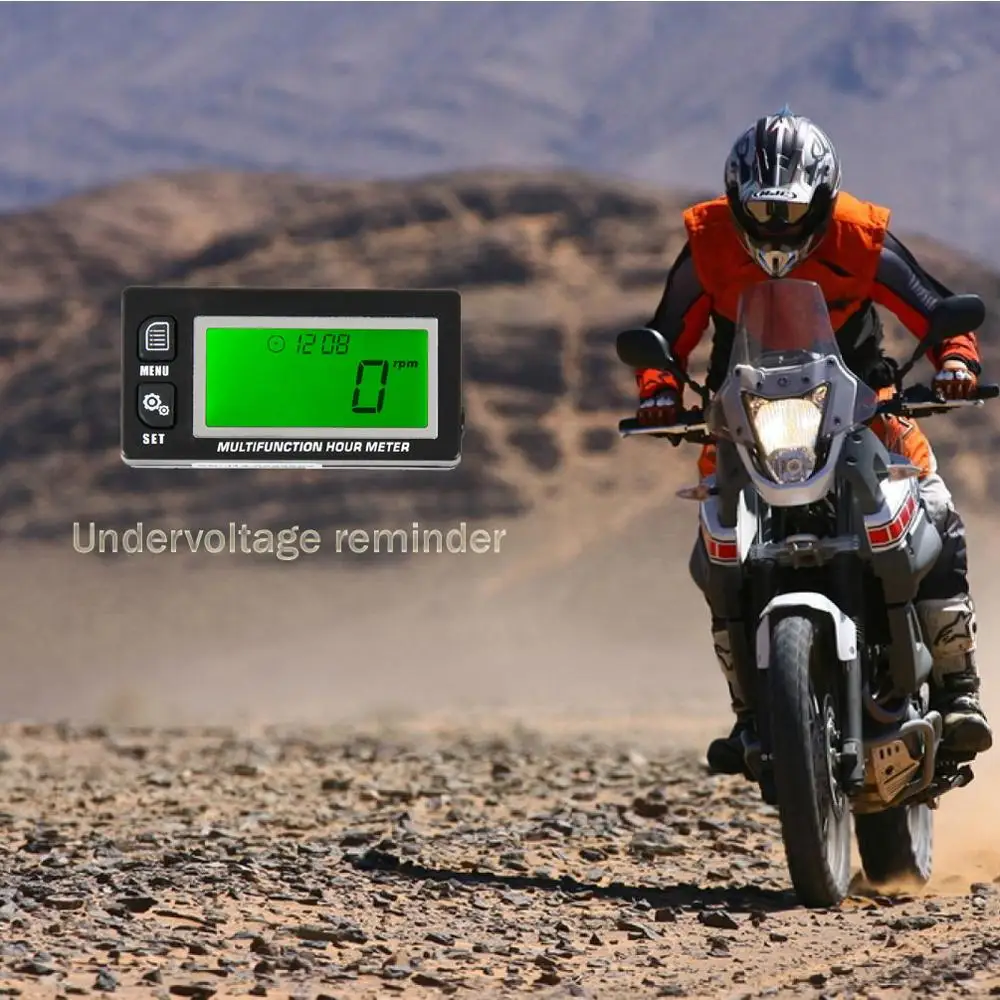 Водонепроницаемый Многофункциональный счетчик часов Вольтметр и Тахометр для газового бензинового двигателя мотокросса