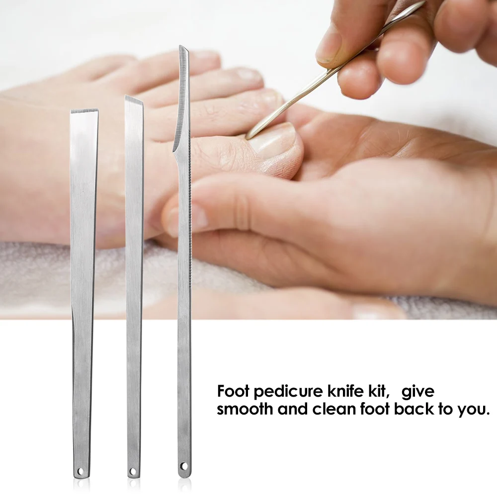 

3pcs Stainless Steel Toe Nail Shaver Feet Pedicure Knife Kit Foot Pedicure Callus Rasp File Dead Skin Remover Foot Care Tools