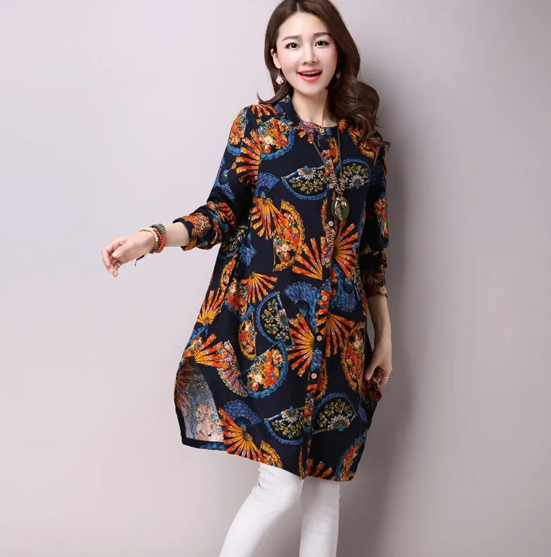 Big Women Chiffon Blouse Shirt National 