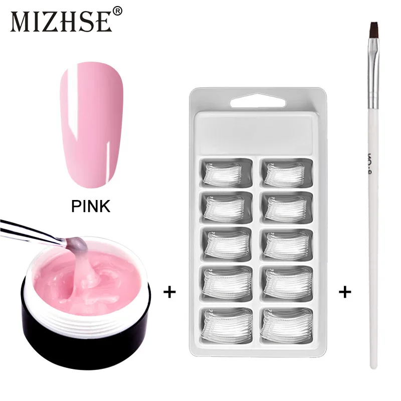 MIZHSE UV Gel Poly Gel Nails Poly Gel Kit UV LED Painting Lacquer Acrylic Gel For Nail Extension Crystal UV Resin Builder Gellak - Цвет: Pink ad Mold ad Pen