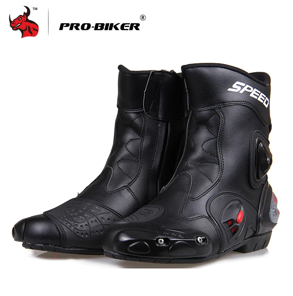 PRO-BIKER-botas para motocicleta cuero PU para hombre, zapatos botas de motociclismo, botas de Motocross, equipo protector - AliExpress