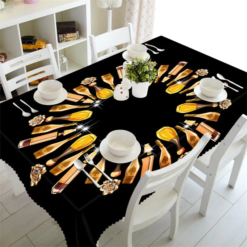 

Party tablecloth Waterproof 3D rectangular Table cloth coffee round table cover customized size black Cushion cover