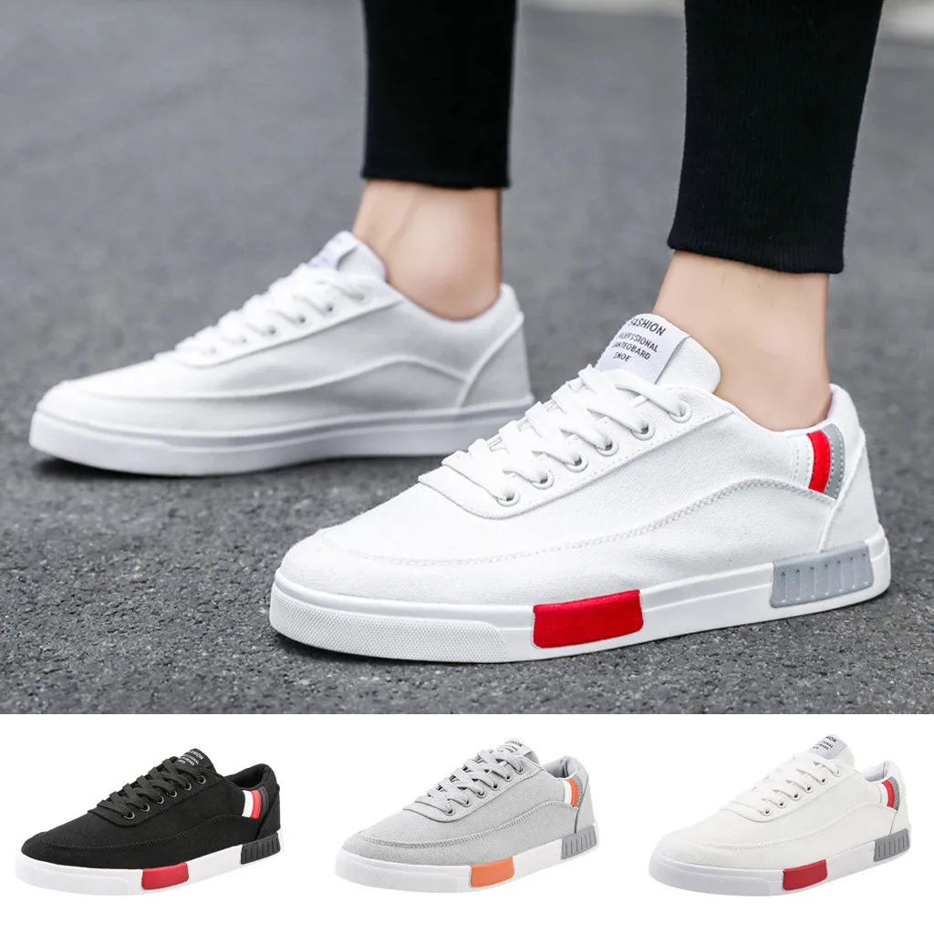 

Men's Breathable Casual shoes men Canvas Lace-Up Sneakers Solid Color Outdoor Casual Work men's flat shoes zapatillas hombre