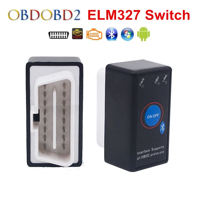 Супер Мини ELM327 Bluetooth ELM 327 выключатель питания V2.1 Кнопка ВКЛ/ВЫКЛ OBD2 автомобильный