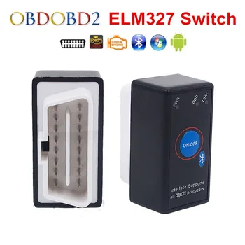 Kopen Super Mini ELM327 Bluetooth Elm 327 Schakelaar V2.1 Op Off Knop OBD2 Car Diagnostic Tool Multi Talen voor Obdii Protocollen