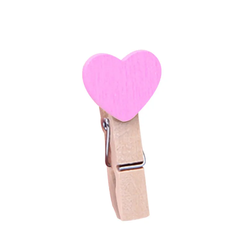 5 Pcs Clips Wall Decor DIY Creative Frame With Mini Colored Heart Clothespins R02 (11)