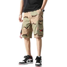 Новые мужские шорты модные камуфляжные карго шорты лента мульти-карман шорты Homme повседневные бермуды брюки ABZ326
