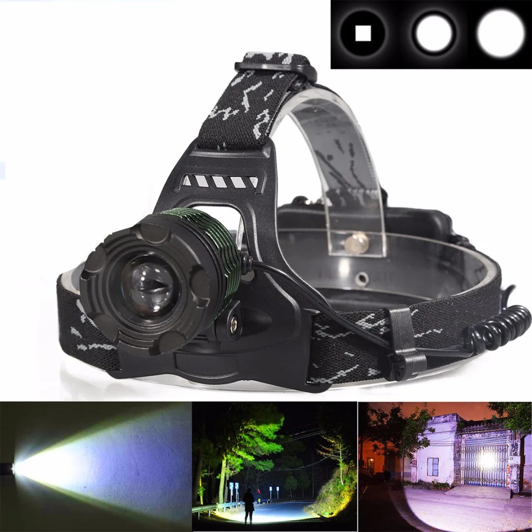 

NEW 3 Modes XML T6 LED Zooming Headlamp Frontal Torch Waterproof use 18650 Rechargeable batteries Headlight 20000lumen