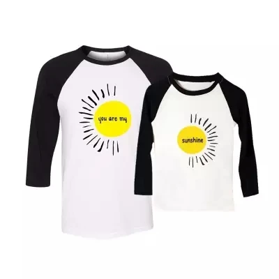 Mommy and Daughter Family Matching Mother Daughter Shirt Tops Clothes Sun Printing Long Sleeve Coat Kids Parent Child Outfits