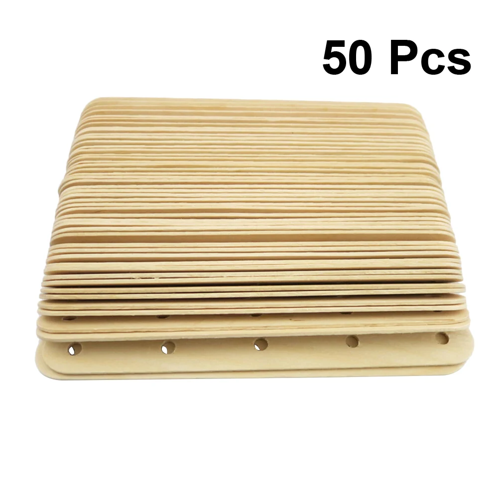 

50PCS Natural Wood Craft Sticks Popsicle Wood Craft Stick With Holes For DIY Crafts Creative Designs (Nature Color)