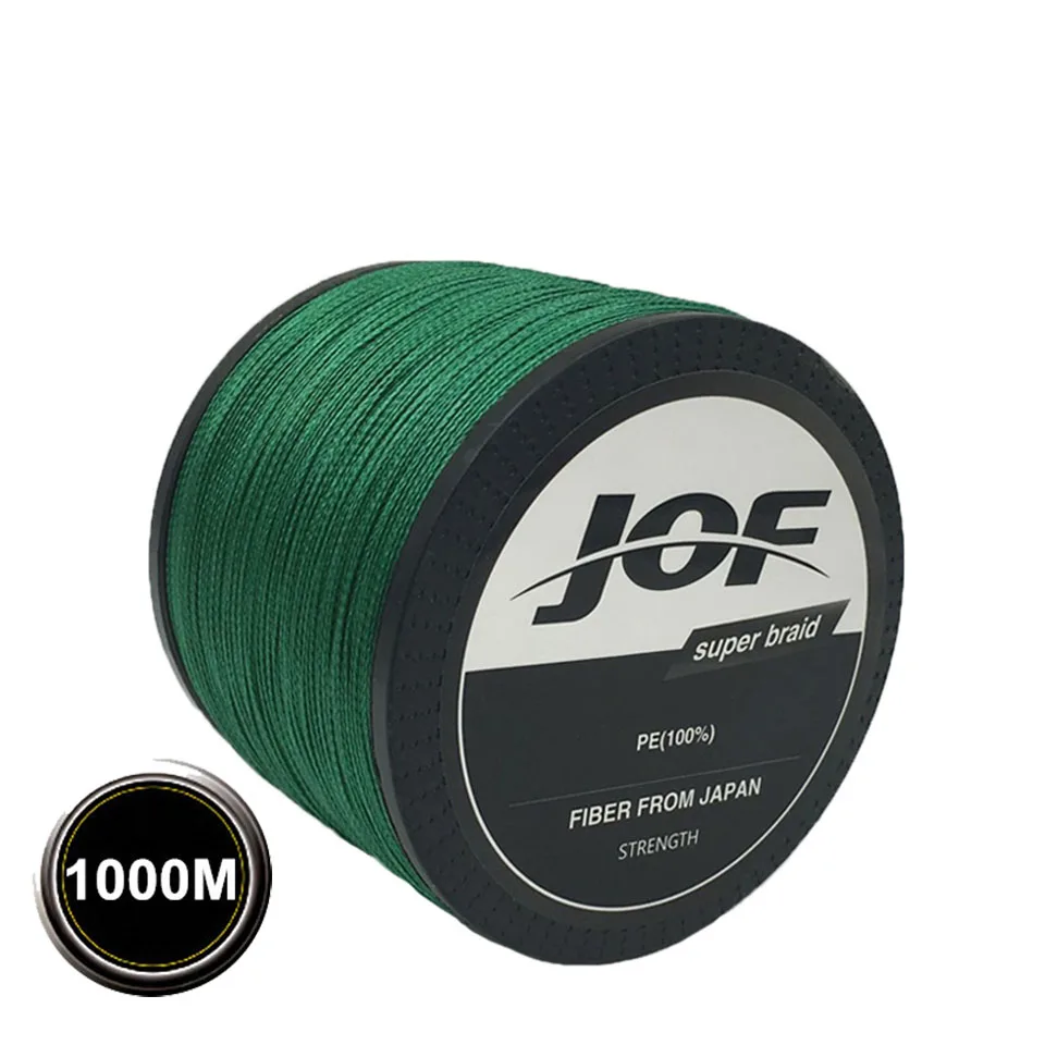 Полиэтиленовая плетеная рыболовная леска, многоцветная, морской, рыболовный шнур, супер прочный, 4 нити, 1000 м, 8 фунтов-100 фунтов, цветная плетеная леска - Цвет: Green