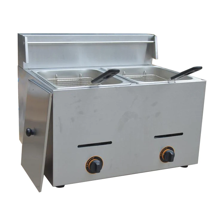 Газовая фритюрница из нержавеющей стали 2 бака корзины|lpg fryer|counter top fryerssteel fryer |