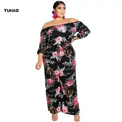 TUHAO осень плюс размер 5XL 4XL комбинезоны Модные женские богемные комбинезоны вечерние Цветочные Длинные брюки комбинезоны DLM