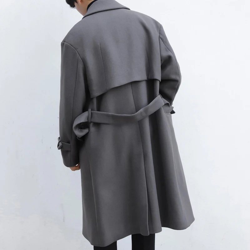 M XL! Осенне зимнее Новое Длинное свободное шерстяное пальто утепленное Мужское в