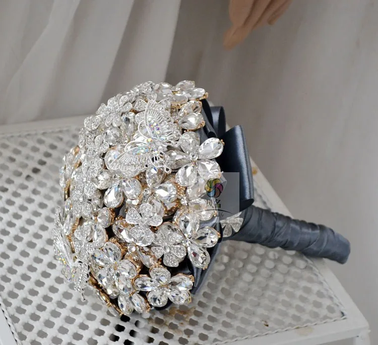 

Luxury Custom made diameter 20cm Rhinestone Brooch Jewelry Bridal Wedding Bouquet Decoration Wedding Bride Flower