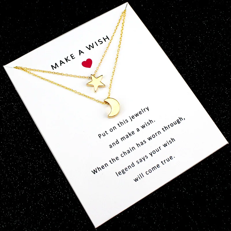 

Moon and Star Gold Silver Chain Necklaces Heart Love Mother and Daughter Set Couple Mom Pendant Necklace Best Friends Jewelry
