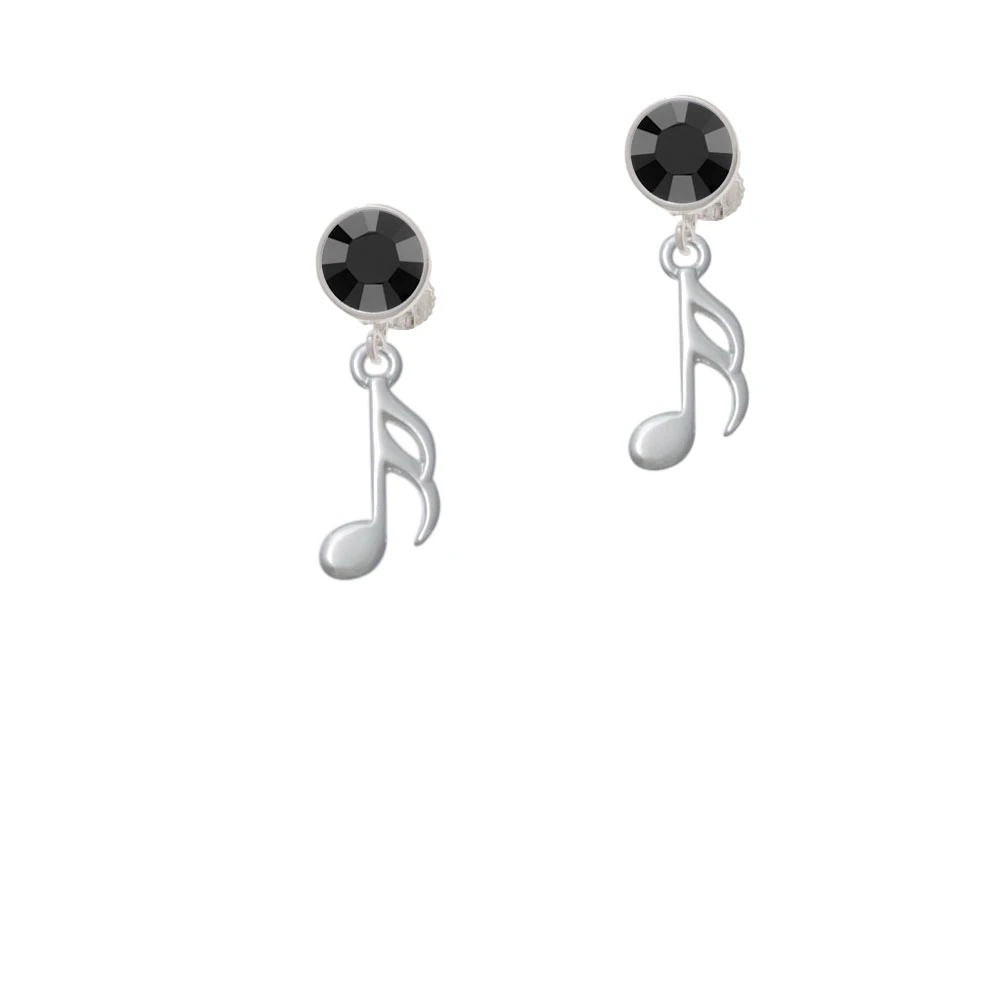 Sixteenth Note Crystal Clip On Earrings (2)