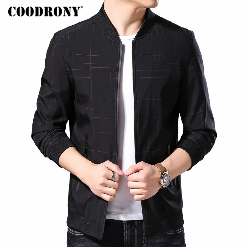 Мужская куртка бомбер COODRONY модная уличная в полоску Осень зима 98006|Куртки| |
