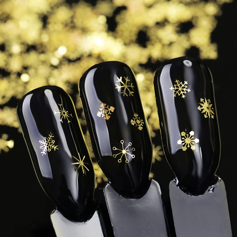 

100/90pcs Hollow Out Gold Nail Glitter Sequins Snow Flakes Mixed Design Decorations for Nail Arts Pillette Nail Accessories