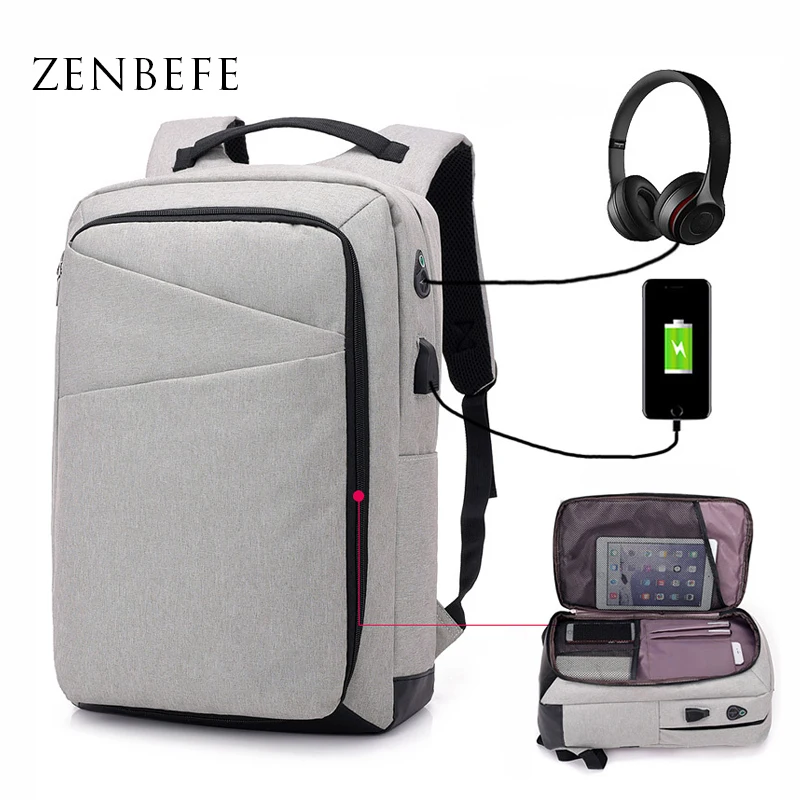 

ZENBEFE Large Capacity Business Backpacks USB Changing & Headphone Port Backpack School Bags For Teenagers Laptop Bag Travel Bag
